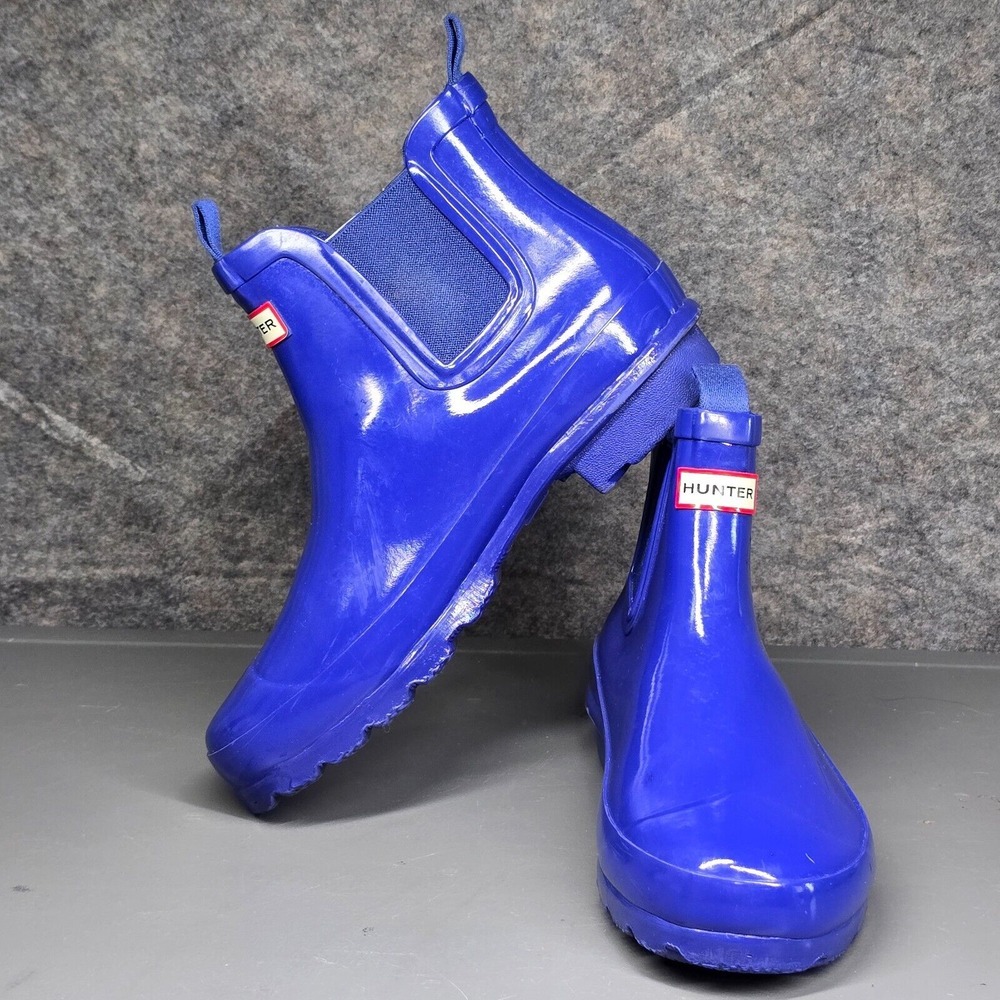Hunter Original Chelsea Woman's 5 Ankle Rain Boots‎ Royal Blue Authentic